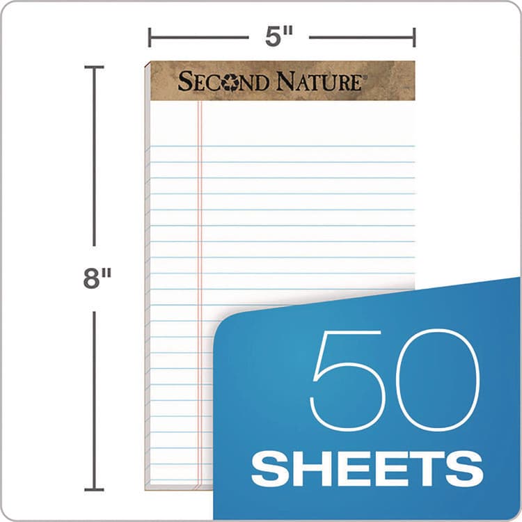 TOPS BUSINESS FORMS Second Nature Recycled Ruled Pads, Narrow Rule, (50) White 5 x 8 Sheets, Dozen (TOP74830) thumbnail 3