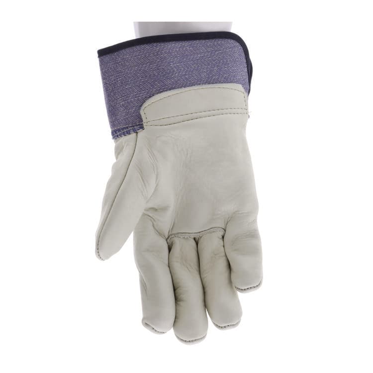 MCR SAFETY Grain Leather Palm Gloves, Gunn Cut, Wing Thumb, Medium, Blue Striped/White, 12 Pairs (MPG1935M) thumbnail 2