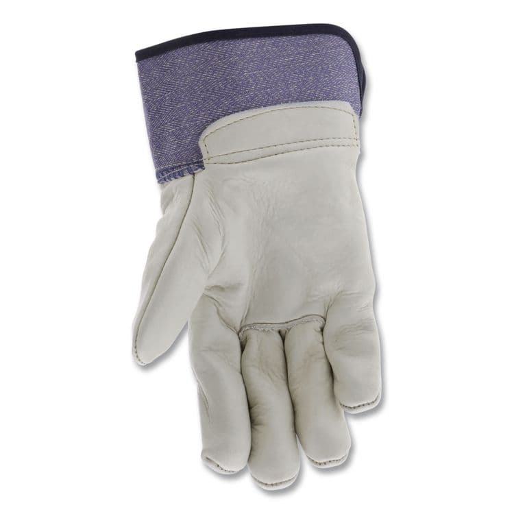 MCR SAFETY Mustang Leather Palm Gloves, Gunn Cut, Wing Thumb, Large, Blue/Cream, 12 Pairs (MPG1935L) thumbnail 2
