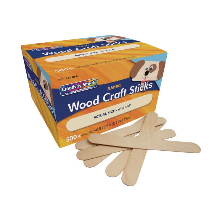 PACON CORPORATION Natural Wood Craft Sticks, 6 x 0.75, 500/Box (CKC377601)
