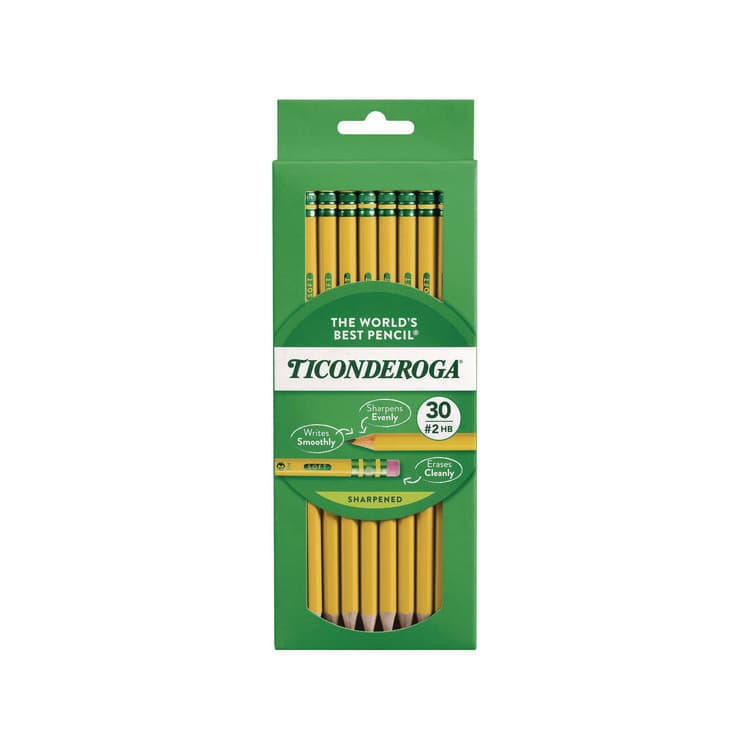 DIXON TICONDEROGA CO. Pre-Sharpened Pencil, HB (#2), Black Lead, Yellow Barrel, 30/Pack (DIX13830)