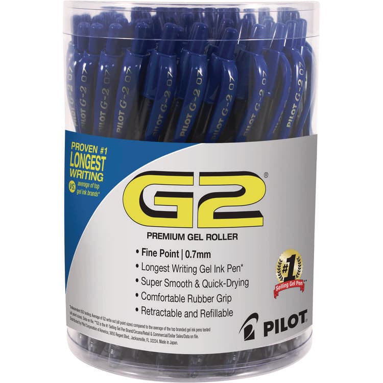 PILOT CORP. OF AMERICA G2 Premium Gel Pen Convenience Pack, Retractable, Fine 0.7 mm, Blue Ink, Smoke/Blue Barrel, 36/Pack (PIL84066)