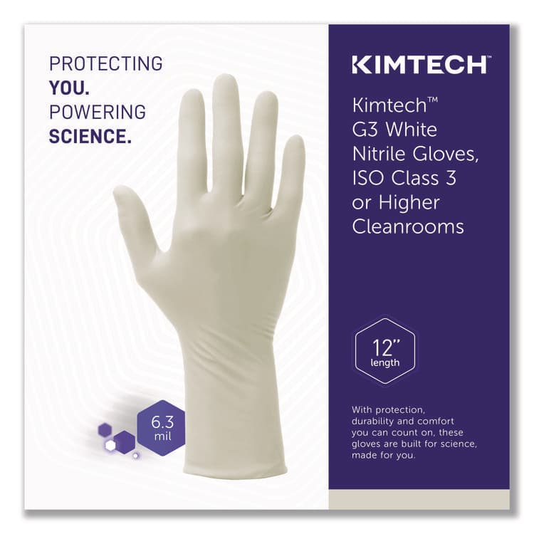 KIMBERLY CLARK G3 White Nitrile Gloves, AQL 1.5, ESD Safe, X-Large, 6.3 mil Thick, 12" Long, White, 1,000/Carton (ANS56886) thumbnail 3
