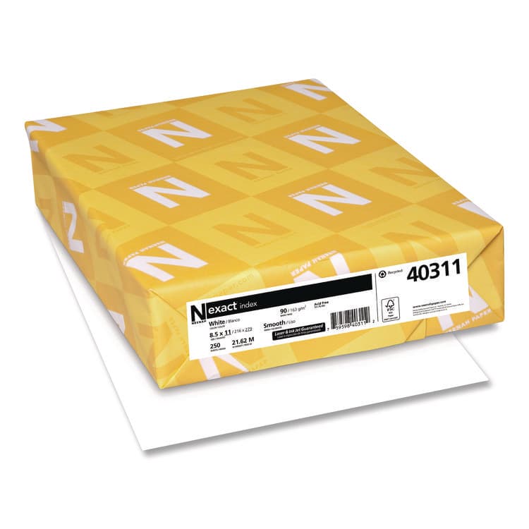 NEENAH PAPER Exact Index Card Stock, 94 Bright, 90 lb Index Weight, 8.5 x 11, White, 250/Pack (WAU40311)
