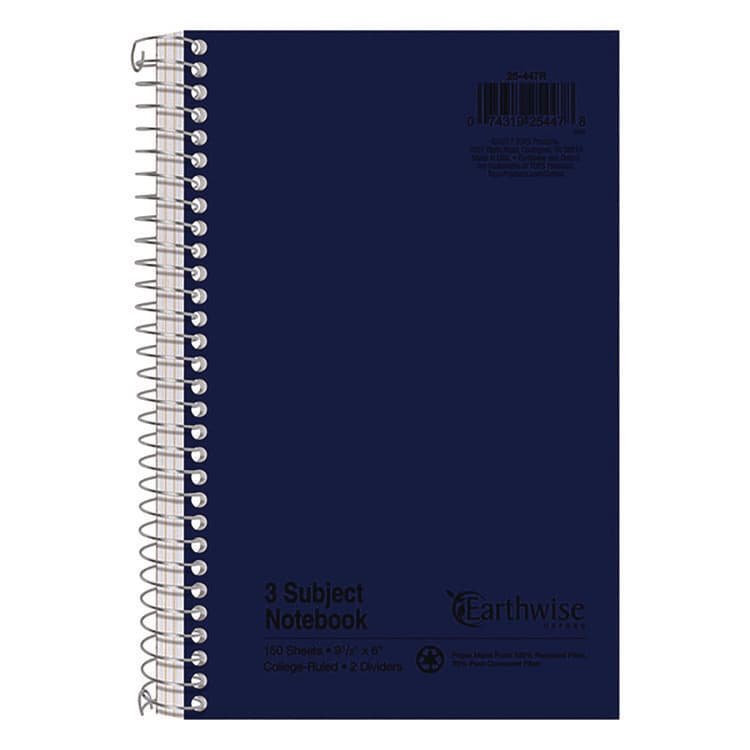 TOPS BUSINESS FORMS Earthwise by Oxford Recycled Small Notebooks, 3-Subject, Medium/College Rule, Randomly Assorted Covers, (150) 9.5 x 6 Sheets (TOP25447) thumbnail 2