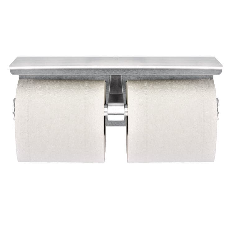 ALPINE INDUSTRIES Double Post Toilet Paper Holder with Shelf Storage Rack, 3.87 x 10.5 x 3.95, Brushed Stainless Steel (ALHALP487B) thumbnail 4