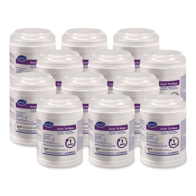 DIVERSEY Oxivir TB Disinfectant Wipes, 7 x 6, White, 160/Canister, 12 Canisters/Carton (DVO4599516)