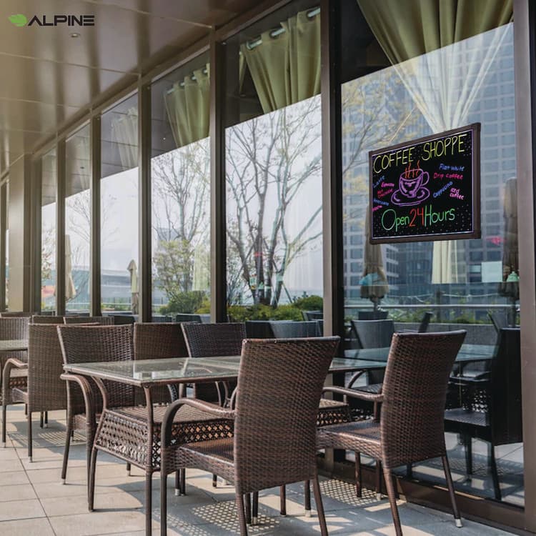 ALPINE INDUSTRIES LED Illuminated Hanging Message Writing Board, Black 26" x 18" Surface, Black 27.6" x 19.7" Frame (ALHALP49503) thumbnail 2