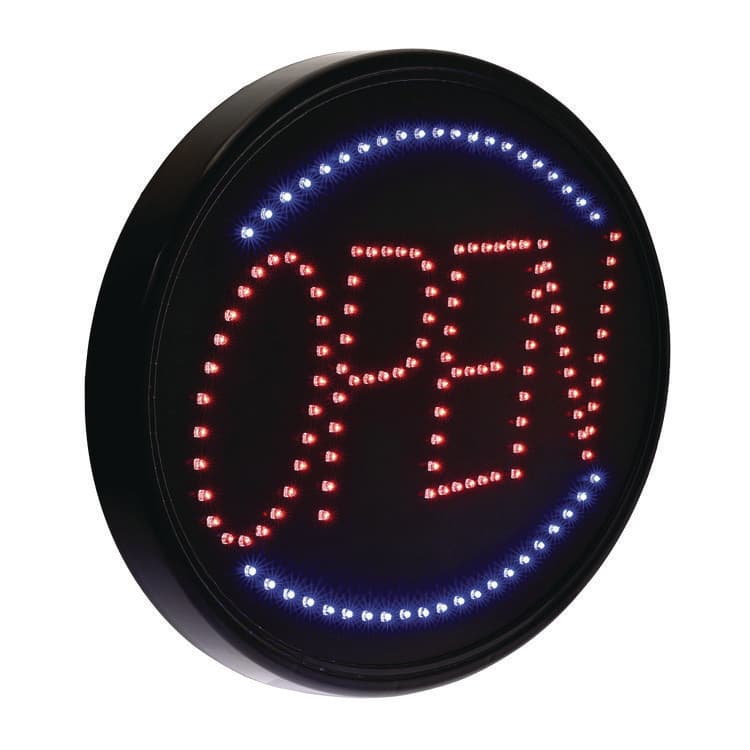 ALPINE INDUSTRIES LED Oval Open Sign, 23 x 14, Black Frame, Blue/Red Graphics (ALHALP49702) thumbnail 3