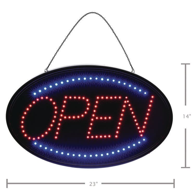 ALPINE INDUSTRIES LED Oval Open Sign, 23 x 14, Black Frame, Blue/Red Graphics (ALHALP49702) thumbnail 4