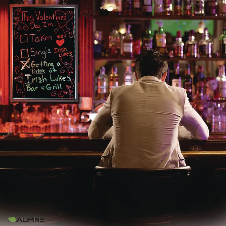 ALPINE INDUSTRIES LED Illuminated Hanging Message Writing Board, Black 22" x 30" Surface, Black 23.6" x 31.5" Frame (ALHALP49504) thumbnail 2