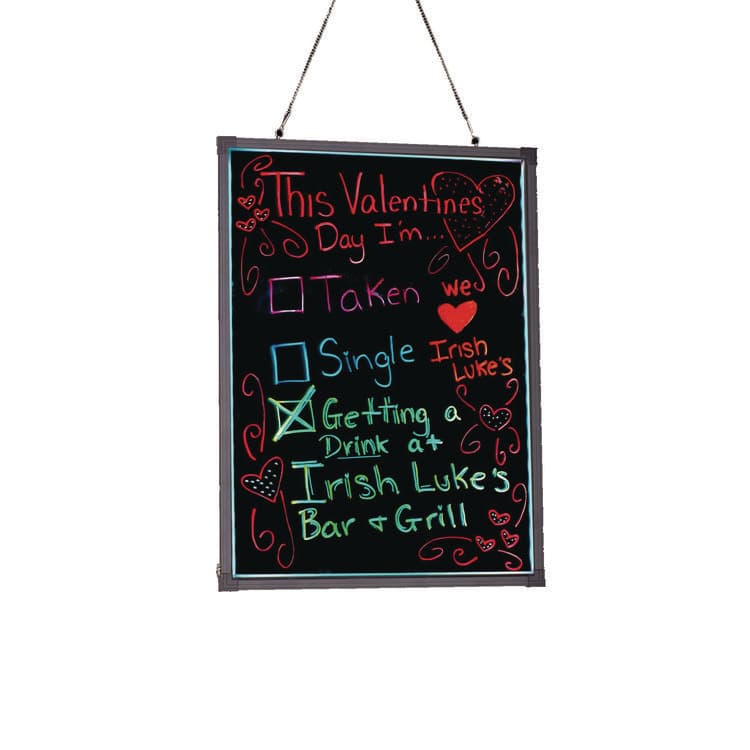 ALPINE INDUSTRIES LED Illuminated Hanging Message Writing Board, Black 22" x 30" Surface, Black 23.6" x 31.5" Frame (ALHALP49504) thumbnail 3
