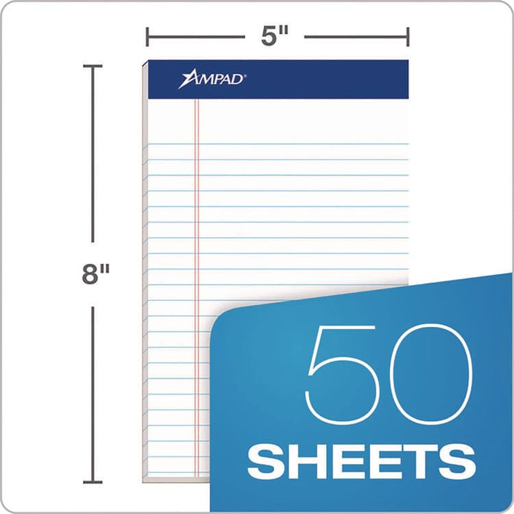 AMPAD/DIV. OF AMERCN PD&PPR Perforated Writing Pads, Narrow Rule, (50) White 5 x 8 Sheets, Dozen (TOP20304) thumbnail 4