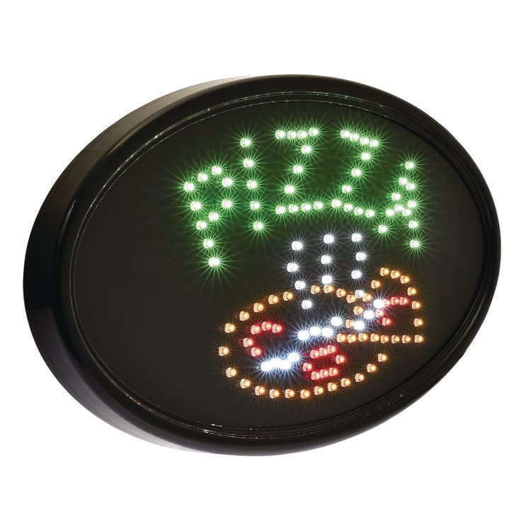 ALPINE INDUSTRIES LED Oval Pizza Sign, 23 x 14, Black Frame, Green/Orange/Red/White Graphics (ALHALP49707) thumbnail 3