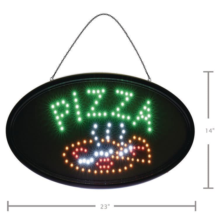 ALPINE INDUSTRIES LED Oval Pizza Sign, 23 x 14, Black Frame, Green/Orange/Red/White Graphics (ALHALP49707) thumbnail 4