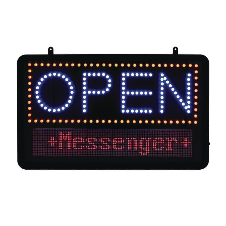 ALPINE INDUSTRIES LED Programmable Message Board Open Sign, 22 x 13, Black Frame, Blue/Red Graphics (ALHALP49710) thumbnail 2