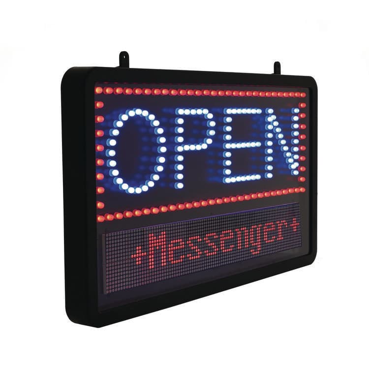 ALPINE INDUSTRIES LED Programmable Message Board Open Sign, 22 x 13, Black Frame, Blue/Red Graphics (ALHALP49710) thumbnail 4