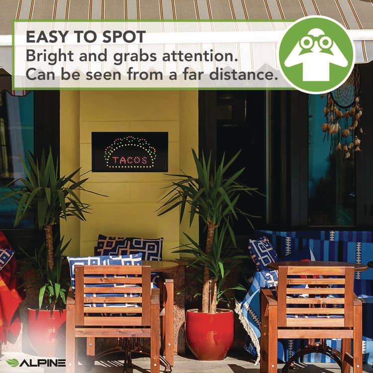 ALPINE INDUSTRIES LED Rectangular TACO Sign, 19 x 10, Black Frame, Green/Red/Yellow Graphics (ALHALP49711) thumbnail 2