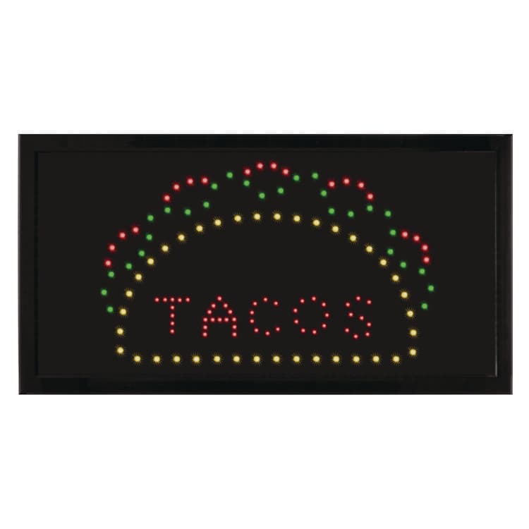 ALPINE INDUSTRIES LED Rectangular TACO Sign, 19 x 10, Black Frame, Green/Red/Yellow Graphics (ALHALP49711)