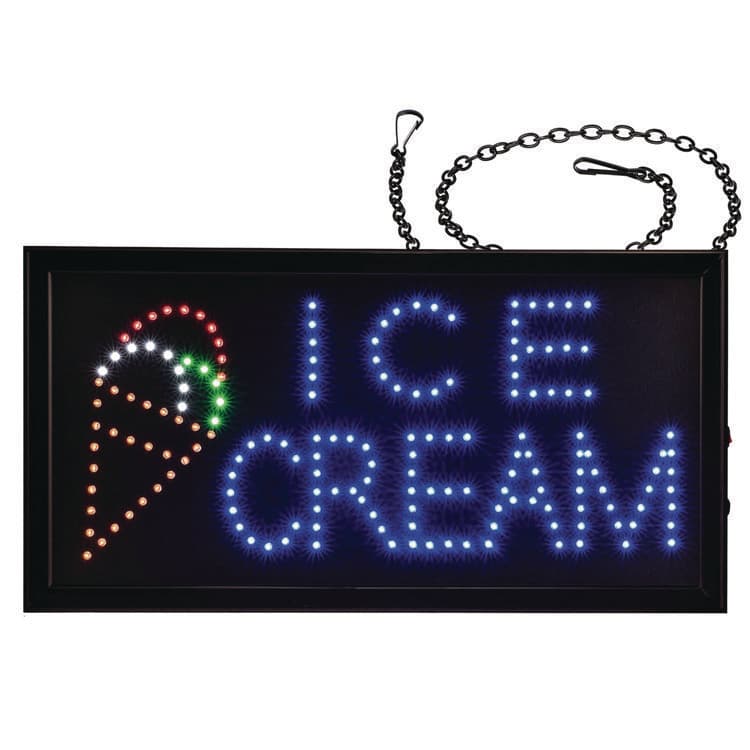 ALPINE INDUSTRIES LED Rectangular Ice Cream Sign, 19 x 10, Black Frame, Blue/Green/Orange/Red/White Graphics (ALHALP49713) thumbnail 2