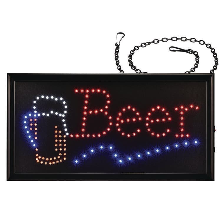 ALPINE INDUSTRIES LED Rectangular Beer Sign, 19 x 10, Black Frame, Blue/Green/Orange/Red/White Graphics (ALHALP49714)