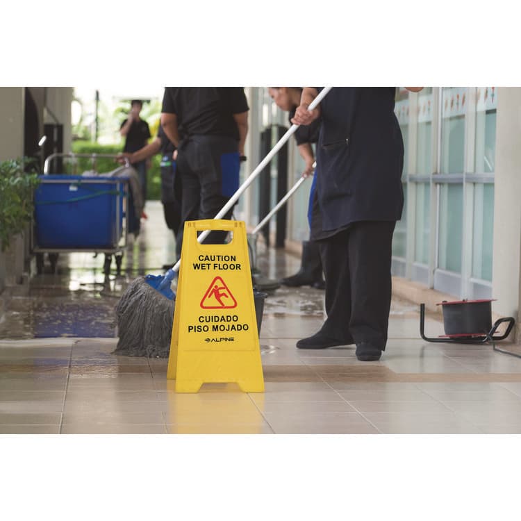 ALPINE INDUSTRIES Bilingual Caution Wet Floor Sign, 11.8 x 0.7 x 24.6, Yellow, 3/Carton (ALHALP4993) thumbnail 3