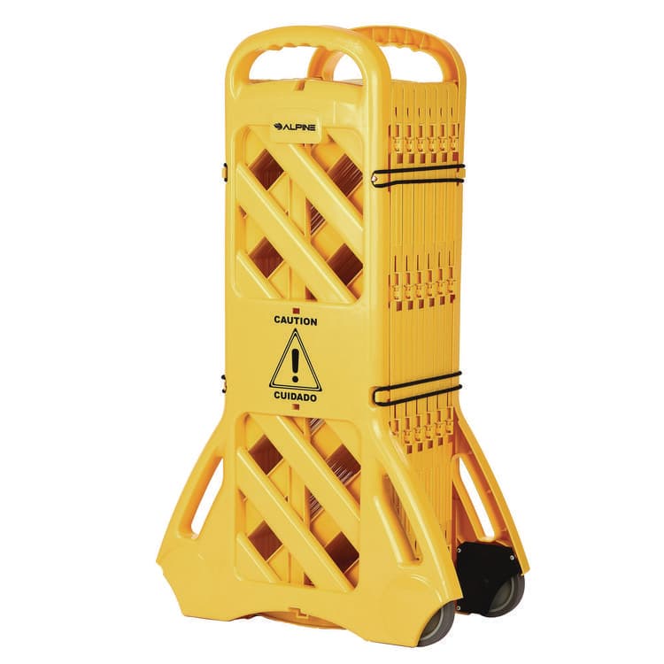 ALPINE INDUSTRIES Expandable Portable Fence Barrier Safety Barricade, Plastic, 1.97 x 153.54 x 39.76, Yellow (ALHALP499BAR)