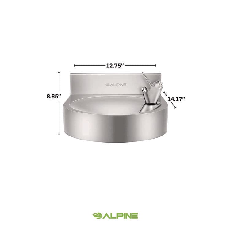 ALPINE INDUSTRIES Wall-Mounted Indoor/Outdoor Water Fountain, Single-Level, Non-Filtered, Non-Refrigerated, Silver (ALHALP70001) thumbnail 2