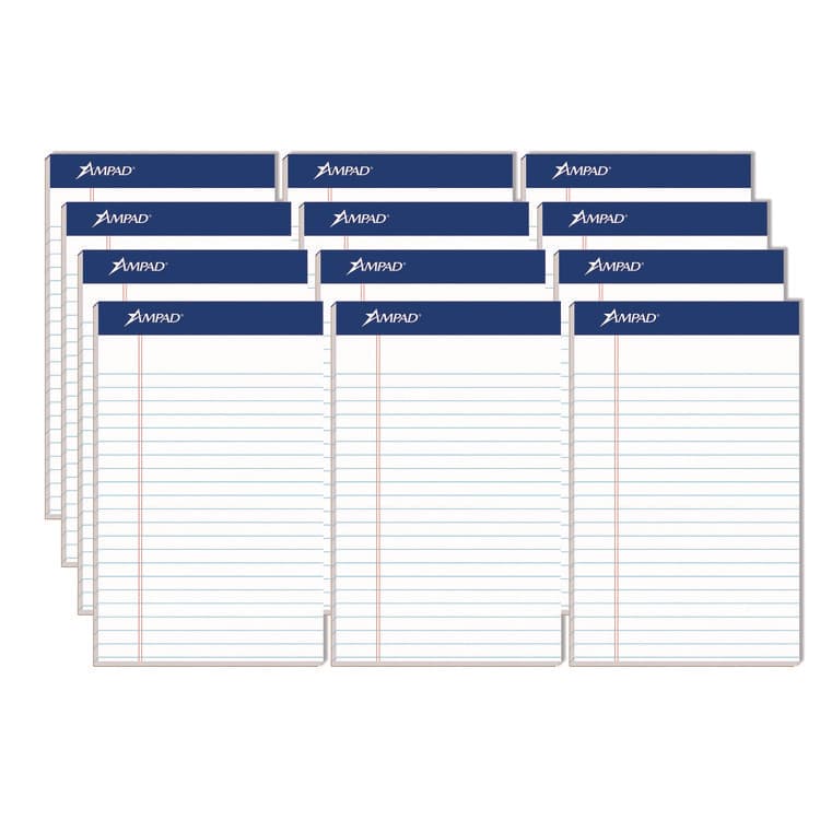 AMPAD/DIV. OF AMERCN PD&PPR Perforated Writing Pads, Narrow Rule, (50) White 5 x 8 Sheets, Dozen (TOP20304)