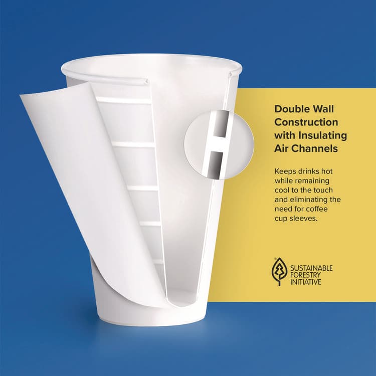 DART Thermoguard Insulated Paper Hot Cups, 12 oz, White Sustainable Forest Design, 600/Carton (SCCDWTG12W) thumbnail 2