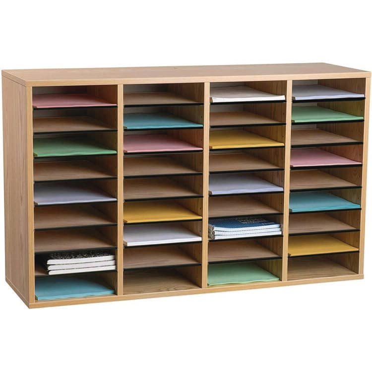 ADIROFFICE Wood Adjustable 36 Compartment Literature Organizer, 36 Sections, Letter Size, 39.3 x 11.8 x 23.9, Medium Oak (ALHI50036MEO) thumbnail 2
