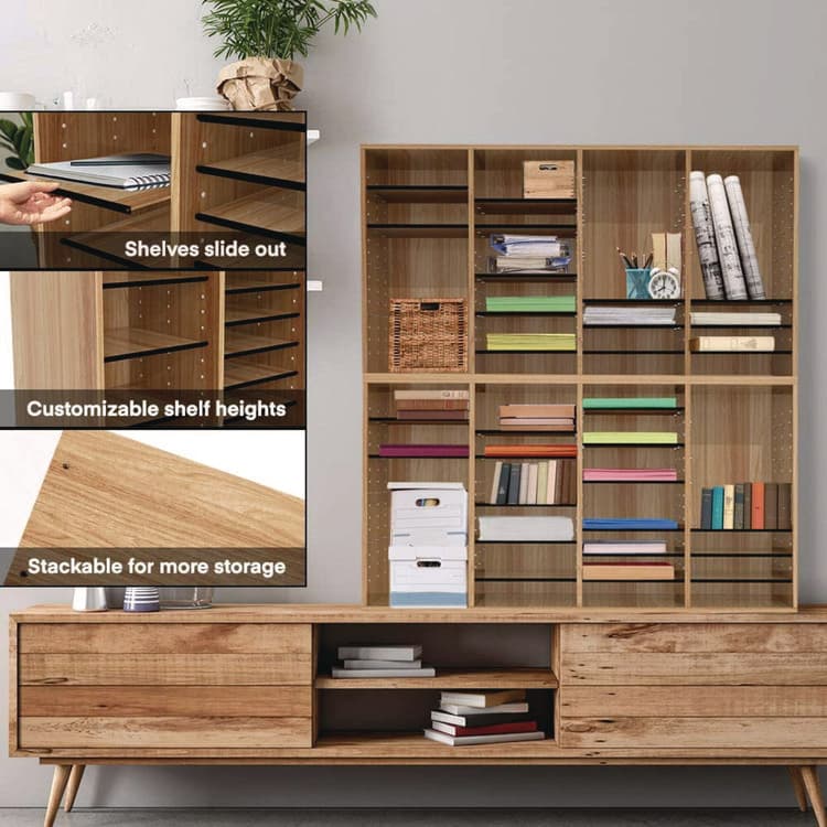 ADIROFFICE Wood Adjustable 36 Compartment Literature Organizer, 36 Sections, Letter Size, 39.3 x 11.8 x 23.9, Medium Oak (ALHI50036MEO) thumbnail 3