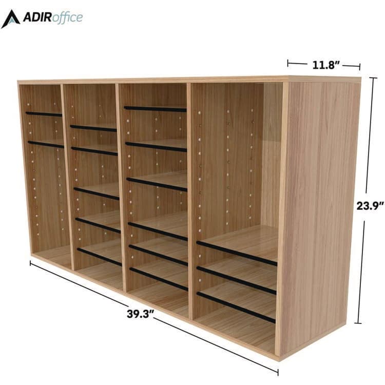 ADIROFFICE Wood Adjustable 36 Compartment Literature Organizer, 36 Sections, Letter Size, 39.3 x 11.8 x 23.9, Medium Oak (ALHI50036MEO) thumbnail 4
