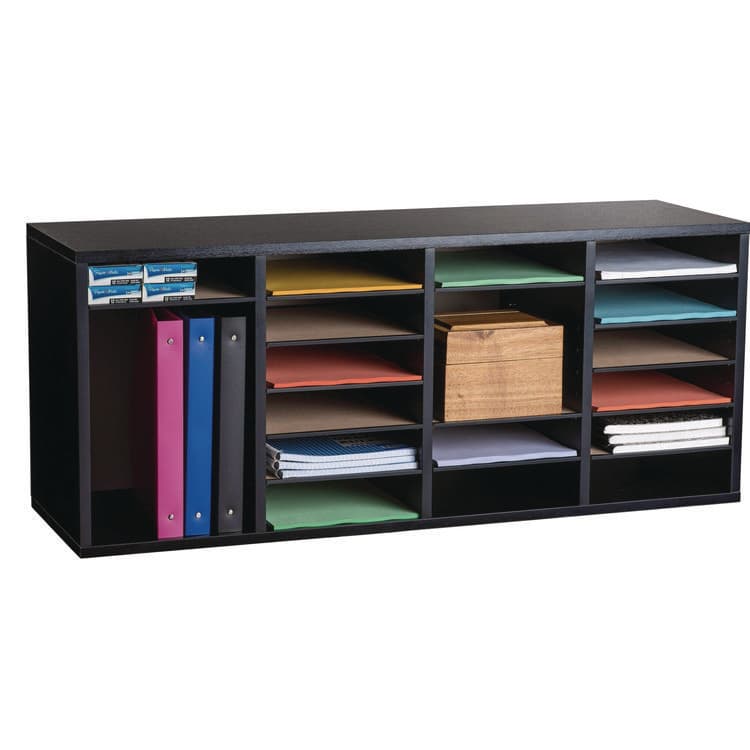 ADIROFFICE Wood Adjustable 24 Compartment Literature Organizer, 24 Sections, Letter Size, 39.3 x 11.8 x 16.3, Black (ALHI50024BLK) thumbnail 4