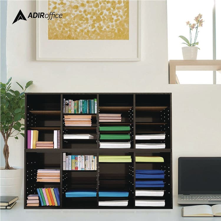 ADIROFFICE Wood Adjustable 24 Compartment Literature Organizer, 24 Sections, Letter Size, 39.3 x 11.8 x 16.3, Black (ALHI50024BLK) thumbnail 3