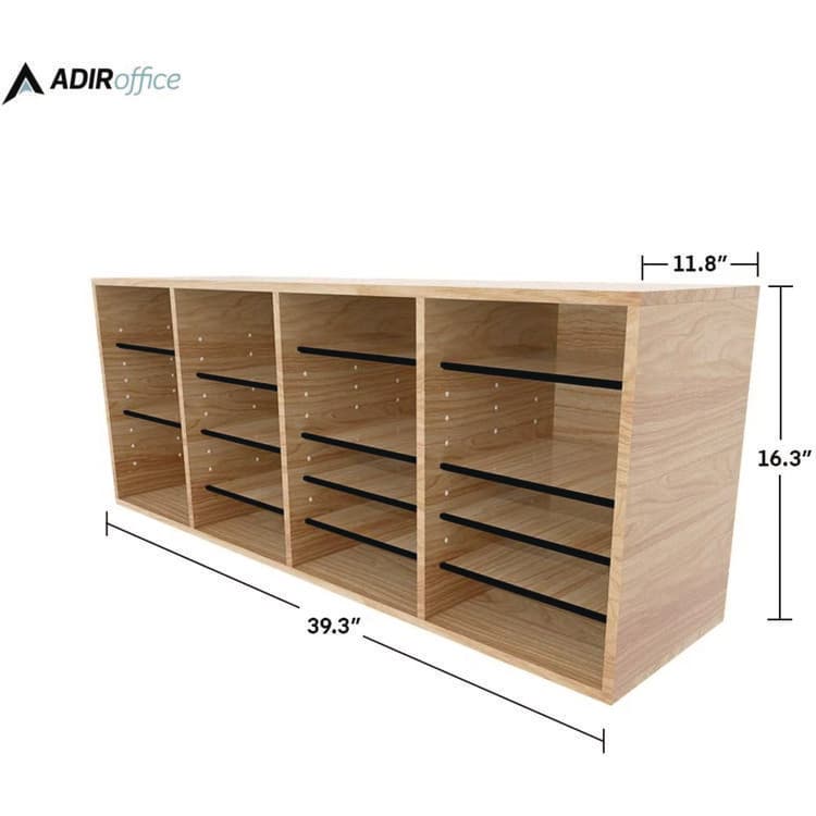 ADIROFFICE Wood Adjustable 24 Compartment Literature Organizer, 24 Sections, Letter Size, 39.3 x 11.8 x 16.3, Medium Oak (ALHI50024MEO) thumbnail 4