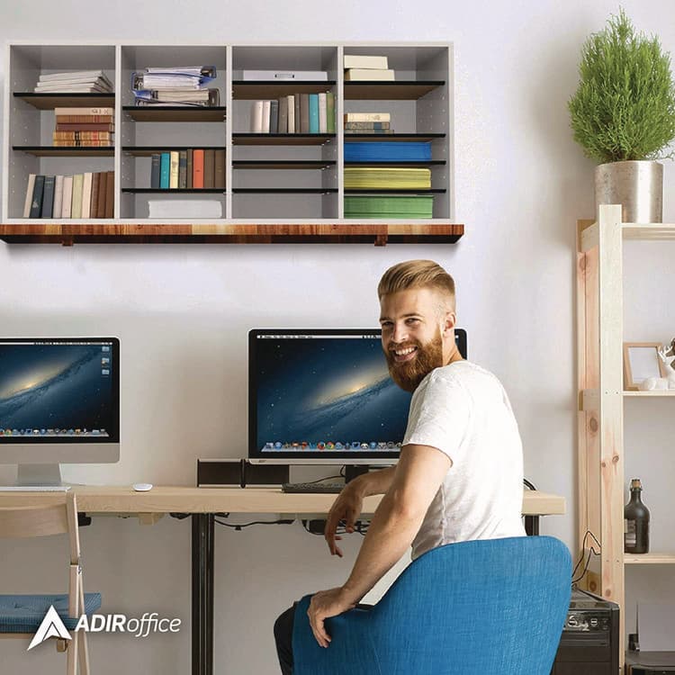 ADIROFFICE Wood Adjustable 24 Compartment Literature Organizer, 24 Sections, Letter Size, 39.3 x 11.8 x 16.3, White (ALHI50024WHI) thumbnail 2