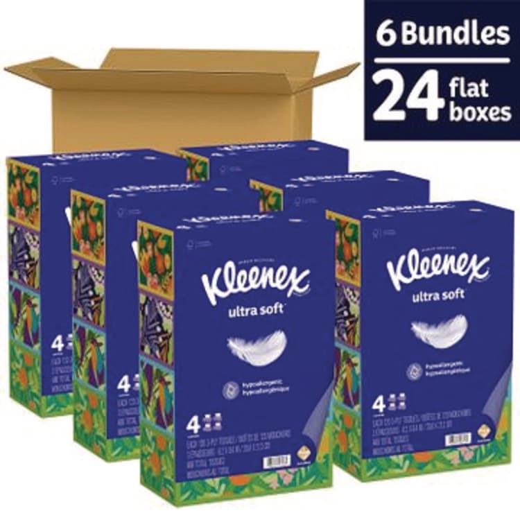 KIMBERLY CLARK Ultra Soft Facial Tissue, 3-Ply, White, 120 Sheets/Box, 4 Boxes/Pack, 6 Packs/Carton (KCM54315) thumbnail 2