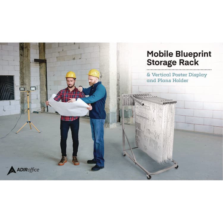 ADIROFFICE Blueprint Storage Cabinet Rolling Stand, Assorted Document Sizes Accommodated, 27" x 28.5" to 46.5" x 46" to 66", Gray (ALHI613) thumbnail 4