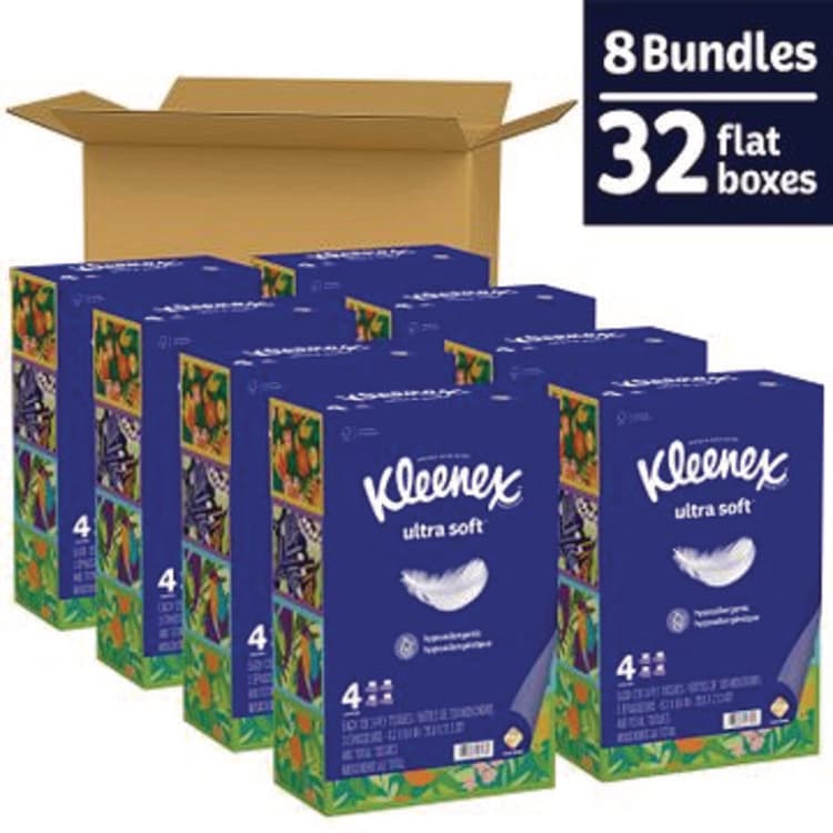 KIMBERLY CLARK Ultra Soft Facial Tissue, 3-Ply, White, 120 Sheets/Box, 4 Boxes/Pack, 8 Packs/Carton (KCM54316) thumbnail 2