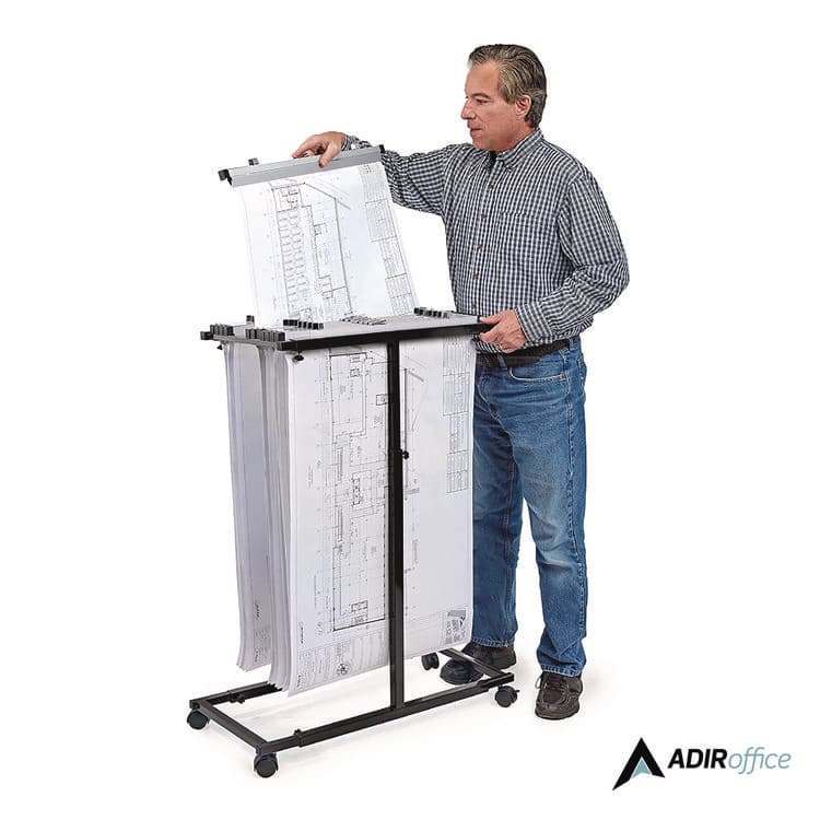 ADIROFFICE Blueprint Storage Cabinet Steel Vertical Plan Center, Assorted Document Sizes,15" x 27" to 47.25" x 32.5" to 57", Black (ALHI614BLK) thumbnail 3