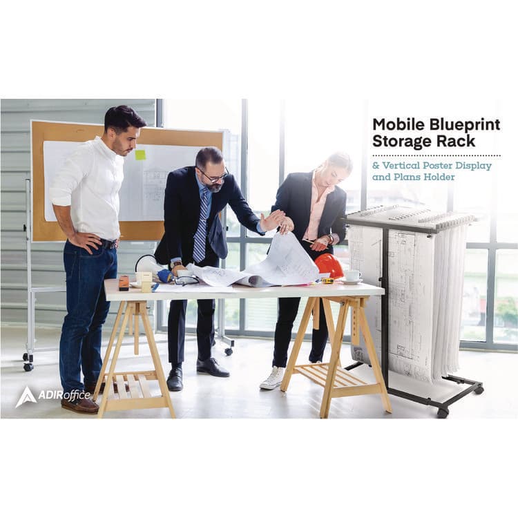 ADIROFFICE Blueprint Storage Cabinet Steel Vertical Plan Center, Assorted Document Sizes,15" x 27" to 47.25" x 32.5" to 57", Black (ALHI614BLK) thumbnail 4