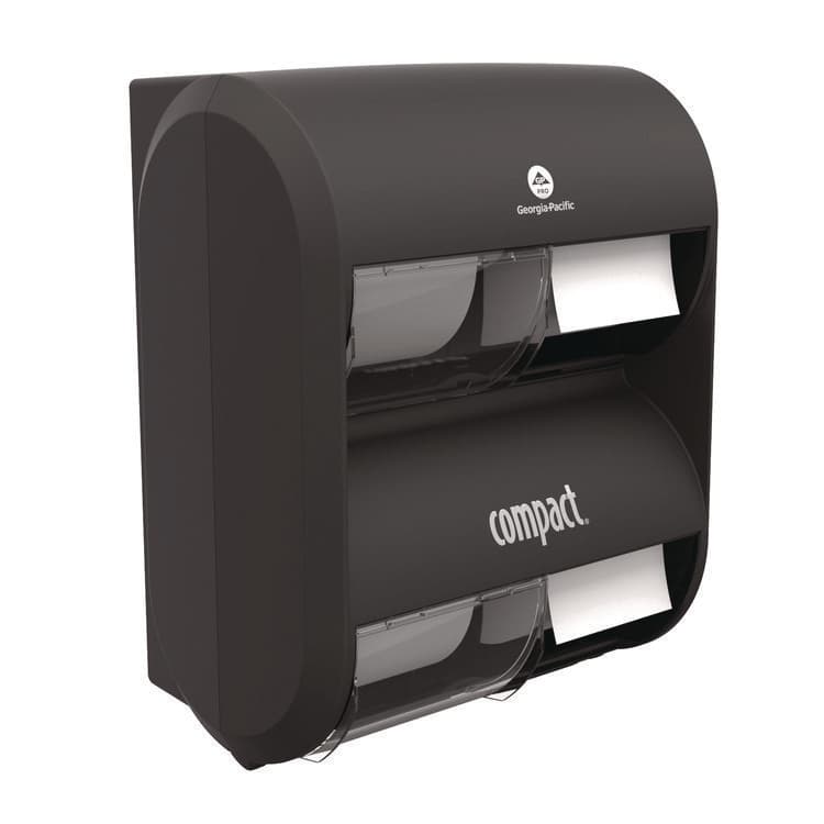 GEORGIA PACIFIC Compact Quad Vertical Four Roll Coreless Tissue Dispenser, 12.31 x 14.81 x 7.86, Black (GPC56744B)
