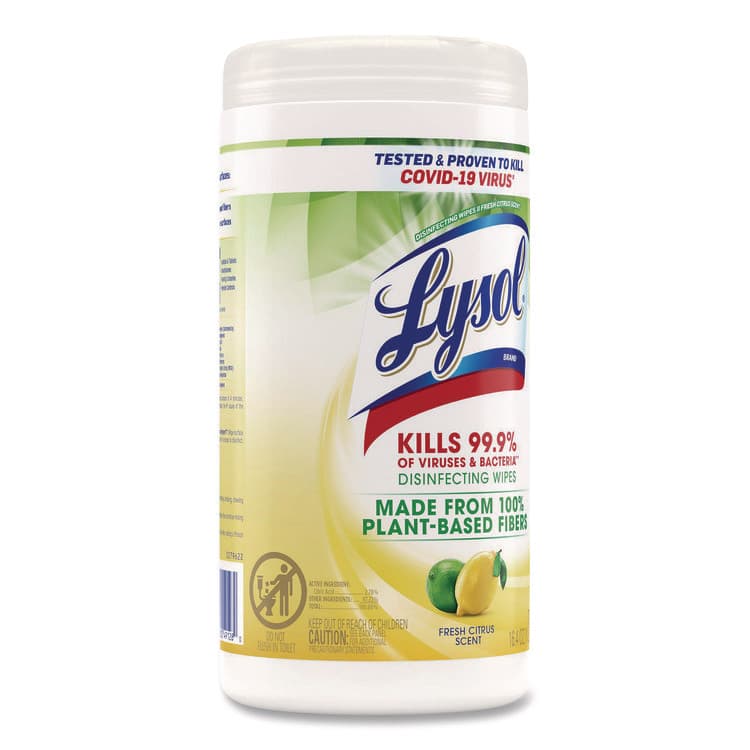 RECKITT BENCKISER Disinfecting Wipes II Fresh Citrus, 1-Ply, 7 x 7.25, White, 70 Wipes/Canister, 6 Canisters/Carton (RAC49128CT) thumbnail 4