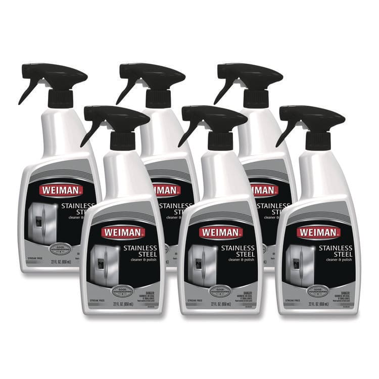 WEIMAN Stainless Steel Cleaner and Polish, Floral Scent, 22 oz Spray Bottle, 6/Carton (WMN108)