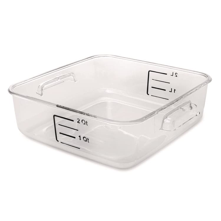RUBBERMAID COMMERCIAL PROD. SpaceSaver Square Containers, 2 qt, 8.8 x 8.75 x 2.7, Clear, Plastic (RCP6302CLE)