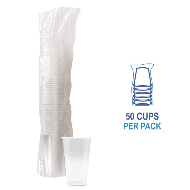 BOARDWALK Translucent Plastic Cold Cups, 20 oz, Clear, 50/Pack (BWKTRANSCUP20PK) thumbnail 3