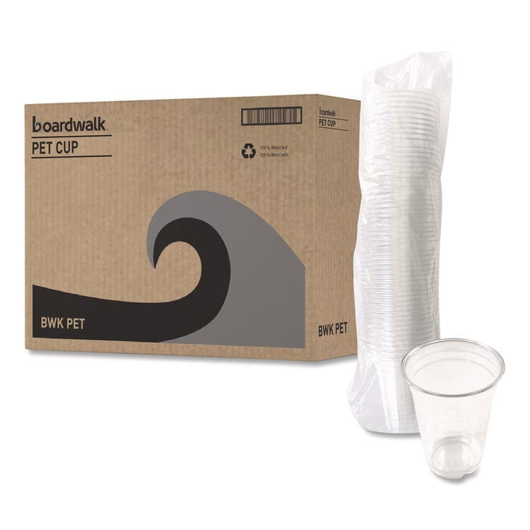 BOARDWALK Clear Plastic PET Cups, 14 oz, 50/Bag, 20 Bags/Carton (BWKPET14)
