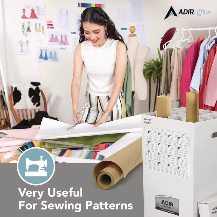 ADIROFFICE 16 Slot Blueprint Rolled File Upright Storage Box, 16 Compartments, 17.5 x 17.5 x 37, White (ALHI623) thumbnail 3