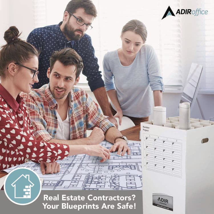 ADIROFFICE 16 Slot Blueprint Rolled File Upright Storage Box, 16 Compartments, 17.5 x 17.5 x 37, White (ALHI623) thumbnail 4